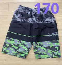 迷彩柄サーフパンツ グリーン・グレー　男の子　水着　170