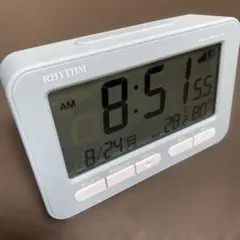 リズム RHTHM 目覚まし電波時計 温度•湿度計付き フィットウェーブ 美品