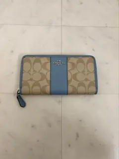 CH369 COACH コーチ ラウンドジップ長財布 シグネチャー ライトブルー CH369 COACH コーチ ラウンドジップ長財布 シグネチャー ライトブルー