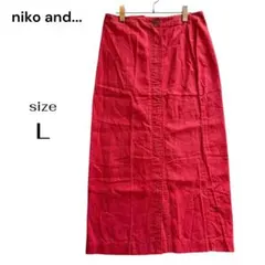 niko and... 麻混 リネン ロングタイトスカート 4 レッド Lサイズ