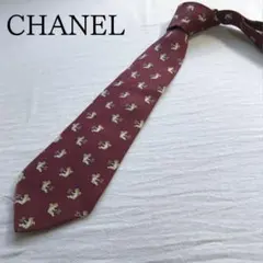 【訳あり】シャネル ネクタイ ボルドー 天使柄 絹 イタリア製【n6109】