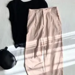 クリーニング済 極美品＊ Plage 麻混テーパードパンツ 36 ピンクベージュ