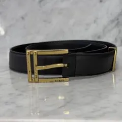 GUCCI グッチ レザーベルト ブラック ゴールド金具 シンプル 本革 無地