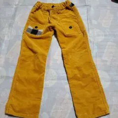 マスタードカラー長ズボン　チェックポケット付き
