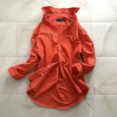 RalphLauren 長袖シャツ オレンジ 刺繍ロゴ スリムフィット 長袖