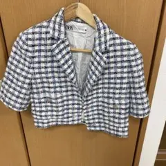 ZARA テーラードジャケット XS ホワイト・ネイビー