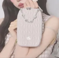 michellMacaronビジューキルティングマルチショルダー ピンクベージュ