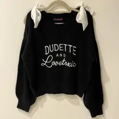 Lovetoxic Mサイズ 肩出し オフショルダーニット リボン 白 黒