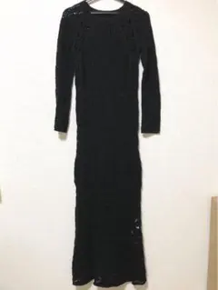 AMERI ブラック ニットロングワンピース レース