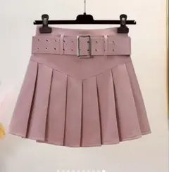 未使用　ベルト付き プリーツミニスカート ピンク　9号　11号　L