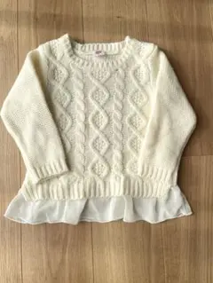 赤ちゃん本舗☆アイボリー ケーブル編み ニット ~95cm