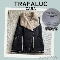 ザラ　ZARA　トラファルク　エコファー　ムートン ベスト　ライダース　黒