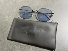 Zoff ブルー ラウンドサングラス ケース付き