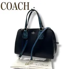 COACH コーチ 2WAY バッグ ネイビー パイソン柄 レザー ハンド