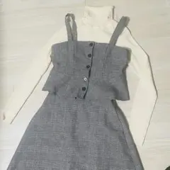 【GRL】グレンチェックビスチェ×スカートセットアップ　冬服　白ニット付き