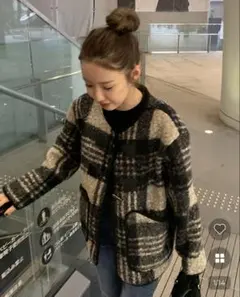 【nugu CANIE】 ダッフルボタンチェックジャケット FREEサイズ