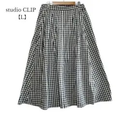【スタディオクリップ】フレアスカート　ロング　ギンガムチェック　Lサイズ