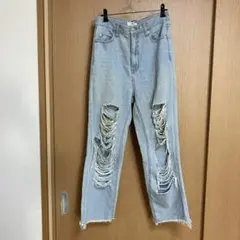 WEGO ダメージデニムパンツ ライトブルー Mのサムネイル