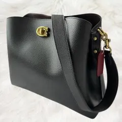 【極美品】コーチ ウィロウ ショルダーバッグ ターンロック バイカラー 黒