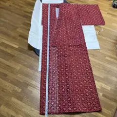 赤花柄着物 長期自宅保管品のサムネイル