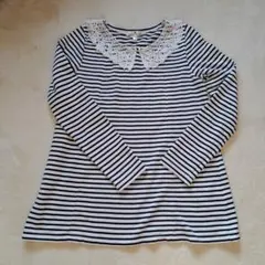 nacer mira 授乳服ストライプレース襟カットソーM中古妊娠出産準備