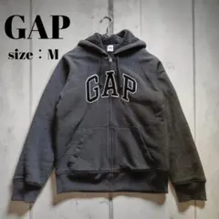 美品✨️GAP ギャップ 裏ボア ジップパーカー グレー アーチロゴ M y2k