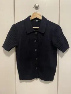 UNIQLO リブポロシャツ 半袖 ネイビー Lのサムネイル