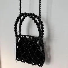 ビーズバック　2wayパールショルダー　ブラック
