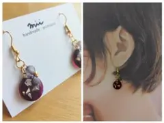 No.87 ダークレッドグリッター ピアス イヤリング レジン