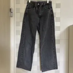ブラックデニム ワイドレッグ ハイウエスト