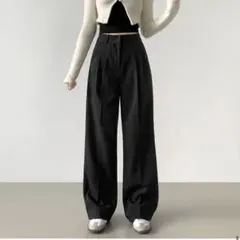 DHOLIC 2TYPE裏起毛ツータックバックゴムワイドスラックス