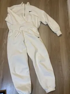 Nike ホワイト ジップアップスウェットパンツ S/XS