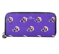 COACH 長財布 パープル 花柄 ラウンドファスナーのサムネイル