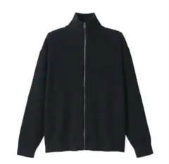 無印良品　畦編みフルジップセーター　ドライバーズニット XL ブラック
