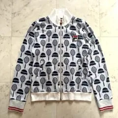 FILAフィラ　プードル柄　トラックジャケット 白✖️ネイビー　Ｍ