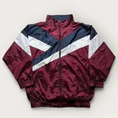 80s ナイロンジャケット ワインレッド ラインカラー 一点もの ビンテージ