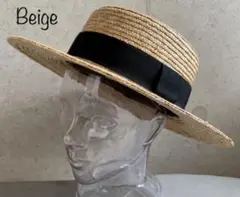 送料込 新品 帽子 つば広 カンカン帽 麦わら ストローハット 幅広リボン 男女