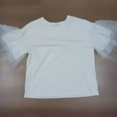 アクアガール 白Tシャツ 袖フリル レースのサムネイル