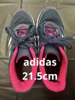 21.5cm adidas ネイビー/ピンク スニーカー