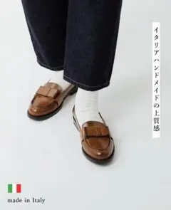 DIEGO BELLINI RIBBON LOAFERS ブラウン