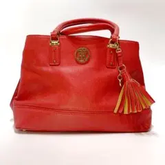 トミー・フィルフィガー 2way トート バッグ タッセル付き レッド
