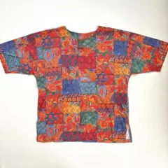 パッチワーク柄 TシャツM