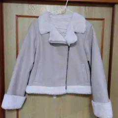 【INGNI】もこもこ ムートンショートコート フェイクレザー ベージュ系