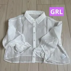 GRL グレイル　ワッシャーシアードロストスリーブショート丈シャツ[on186]