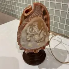 アンティーク貝殻彫刻ランプ 高さ約16cm 昭和レトロ