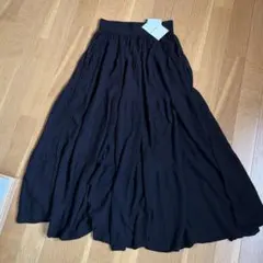 MADISON BLUE　タグ付き　プリーツ綿ニットスカート 　黒のサムネイル