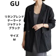 GU リネンブレンドテーラードジャケット ブラック　サイズM