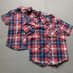 H&M 半袖チェックシャツ　100 90セット