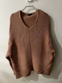 BASEMENT online Vネック 長袖 ニット ブラウン