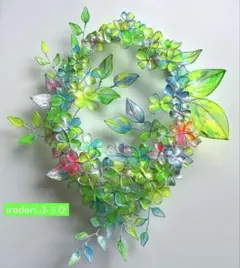 ②清涼感たっぷり ポップカラーフラワーリース ディップアート